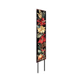 42" Black And Red Solid Wood Christmas Poinsettia Garden Stake