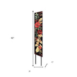 42" Black And Red Solid Wood Christmas Poinsettia Garden Stake