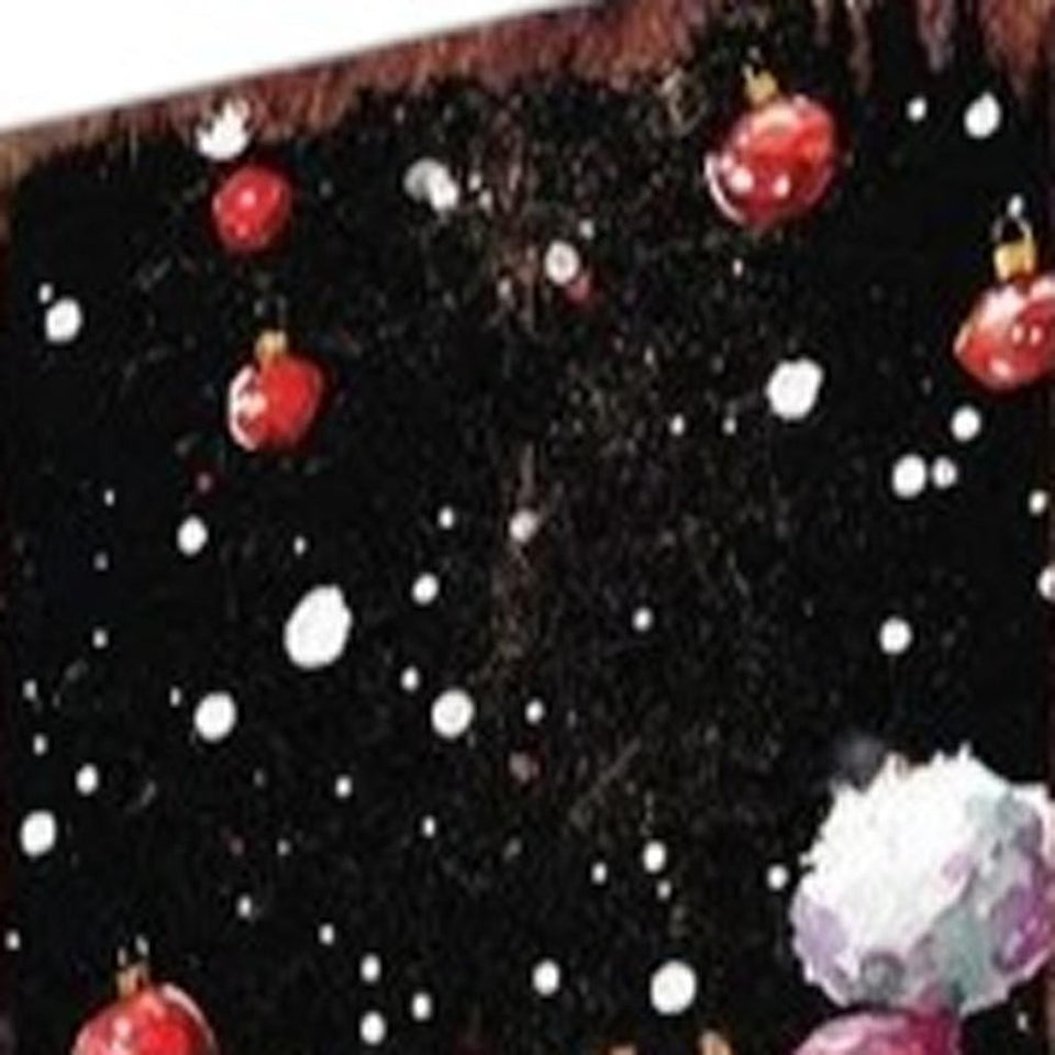 42" Black White And Red Solid Wood Christmas Santa Garden Stake