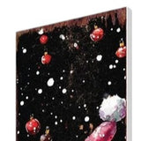 42" Black White And Red Solid Wood Christmas Santa Garden Stake