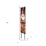 42" Black Green Red And White Solid Wood Christmas Santa Garden Stake