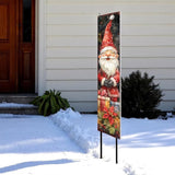 42" Black Green Red And White Solid Wood Christmas Santa Garden Stake