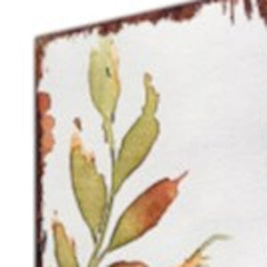 42" Green Orange And White Solid Wood Watercolor Floral Pumpkin Garden Stake