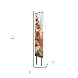 42" White Orange And Brown Solid Wood Garden Stake