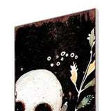 42" Black White And Orange Solid Wood Halloween Skeleton Garden Stake