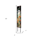 42" Black White And Green Solid Wood Halloween Ghost Garden Stake