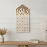 35" X 17" Beige Fabric And Wood Joy to the World Christmas Lighted Advent Calendar Wall Decor