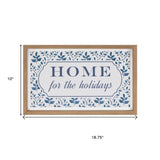 10" X 19" Blue And White Home For The Holidays Wood Framed Art