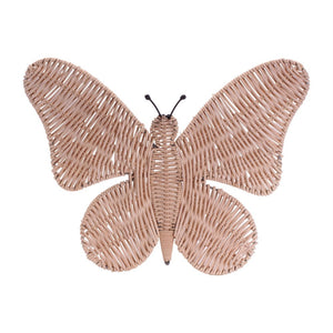 14" X 18" Natural Butterfly Rattan Hanging Dimensional Sculpture