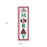 30" X 9" Green Red And White Christmas Be Merry Iron Hanging Wall Decor