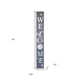 72" Gray And White Solid Wood Welcome Christmas Snowman Porch Sign