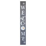 72" Gray And White Solid Wood Welcome Christmas Snowman Porch Sign