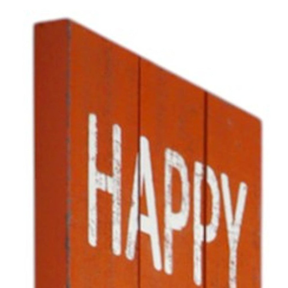 72" Orange And White Solid Wood Happy Harvest Porch Sign