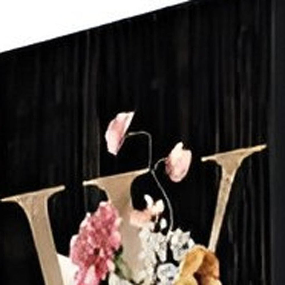 72" Black Solid Wood Floral Welcome Porch Sign