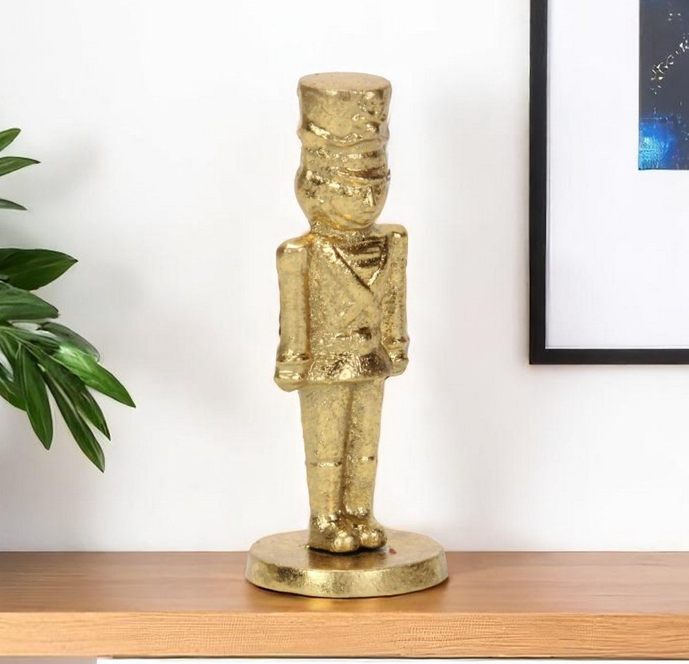 7" Gold Cast Iron Christmas Nutcracker Figurine