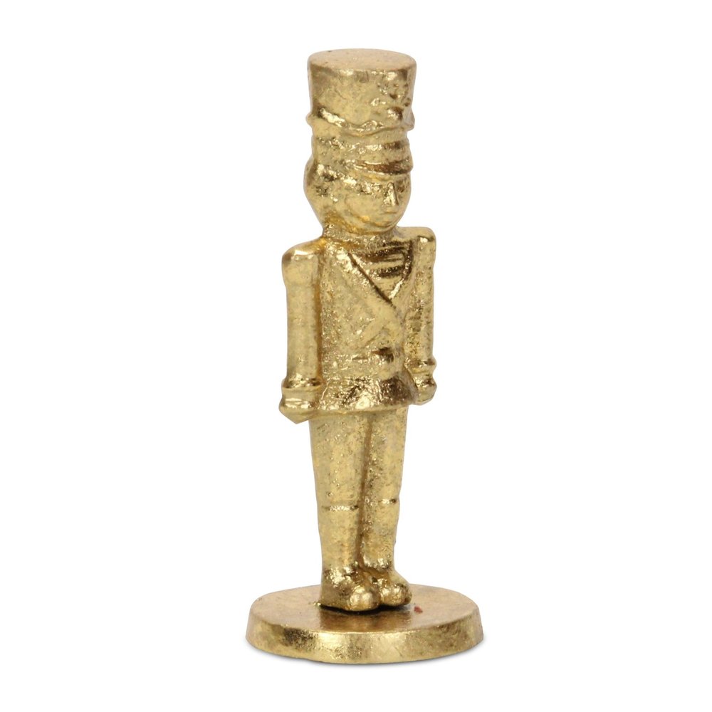7" Gold Cast Iron Christmas Nutcracker Figurine