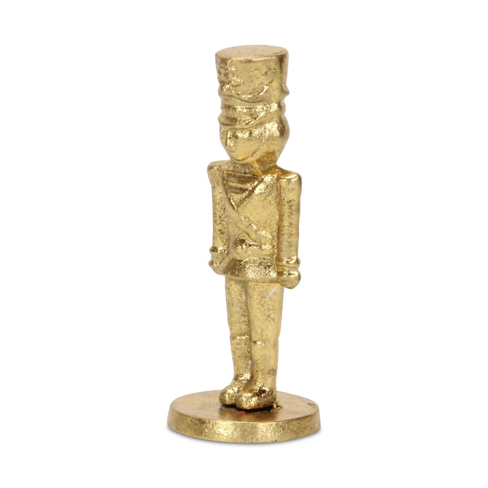7" Gold Cast Iron Christmas Nutcracker Figurine
