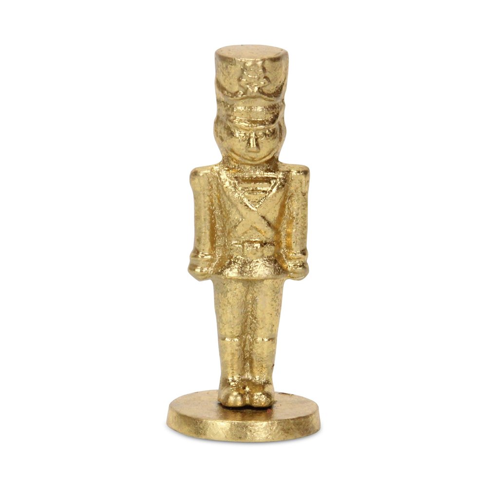 7" Gold Cast Iron Christmas Nutcracker Figurine