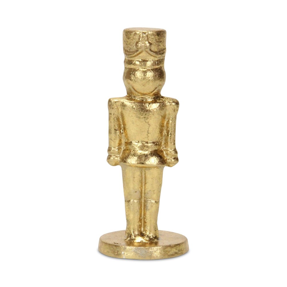7" Gold Cast Iron Christmas Nutcracker Figurine
