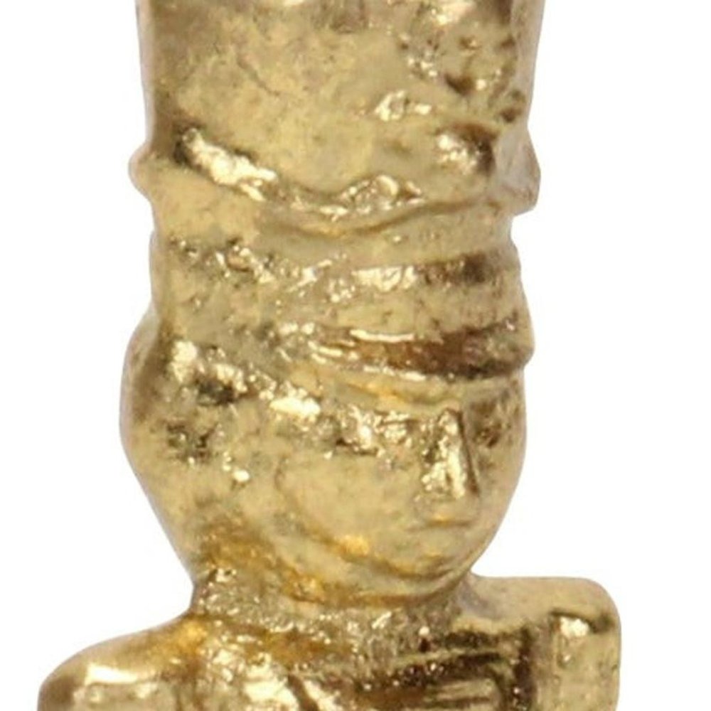 7" Gold Cast Iron Christmas Nutcracker Figurine