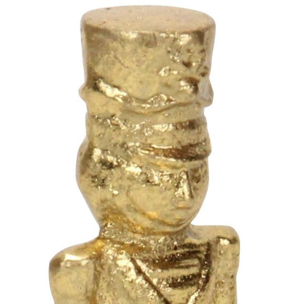 7" Gold Cast Iron Christmas Nutcracker Figurine