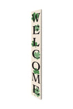 72" Off White Black And Green Solid Wood Shamrock Welcome Porch Sign