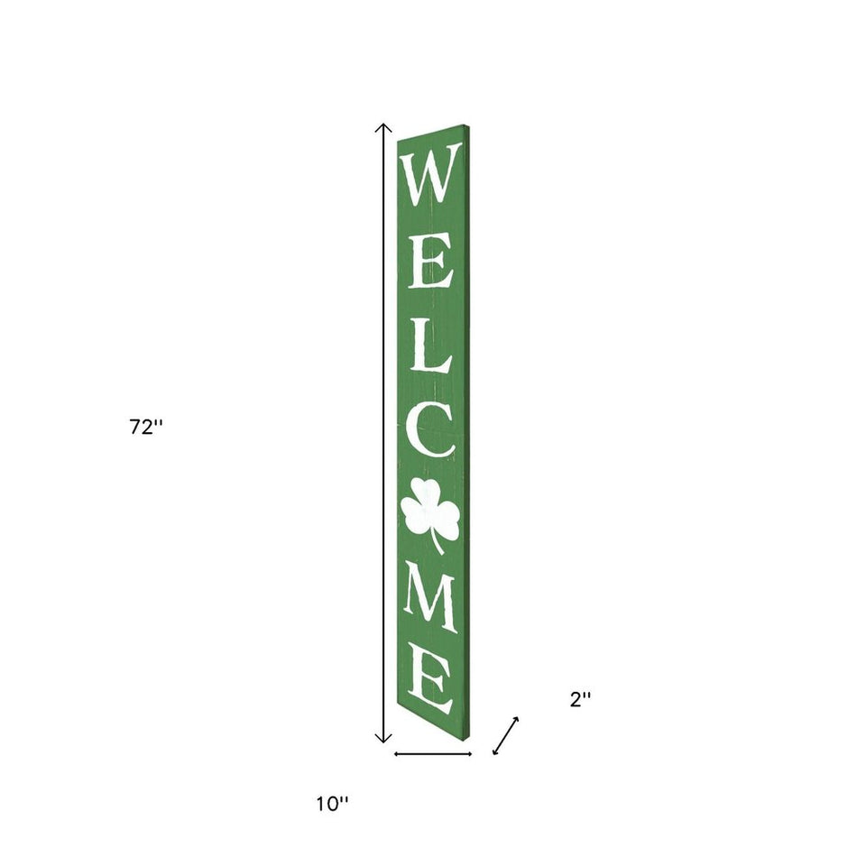 72" Green Solid Wood Welcome St Patrick's Day Porch Sign