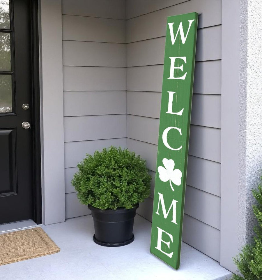 72" Green Solid Wood Welcome St Patrick's Day Porch Sign