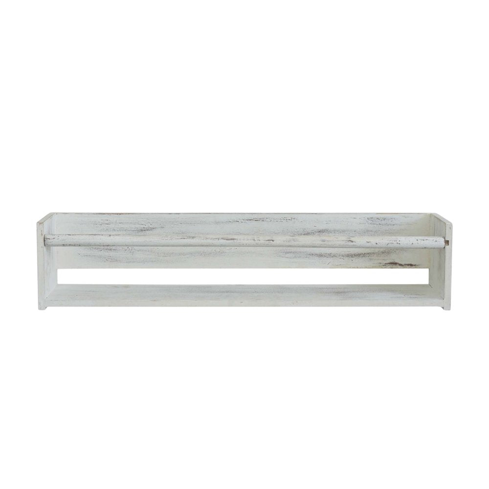 Set Of Two White Wood Wall Mounted Floating Shelves