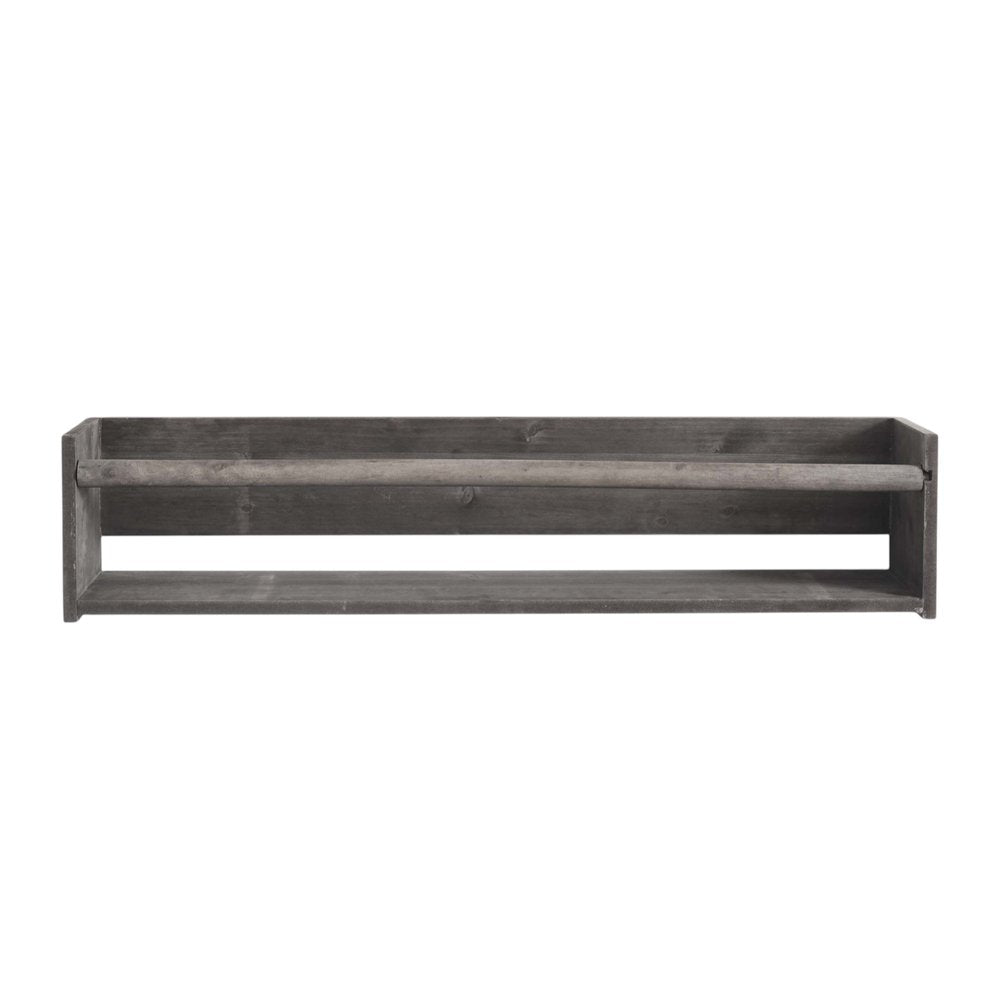 Set Of Two Gray Wood Wall Mounted Floating Shelves