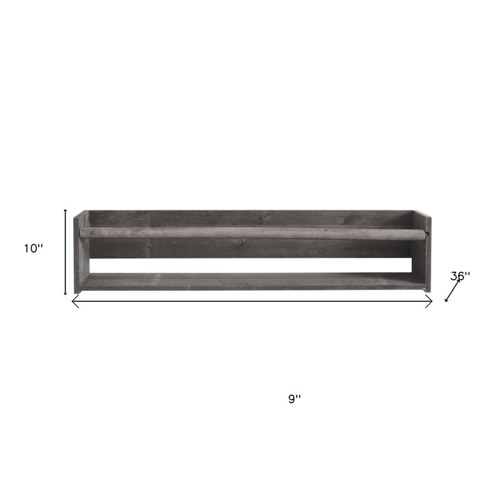 Set Of Two Gray Wood Wall Mounted Floating Shelves