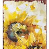 36" Yellow Brown And Green Solid Wood Sunflowers Porch Sign