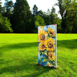 30" Yellow Brown And Green Solid Wood Sunflowers Garden Stake