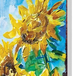 30" Yellow Brown And Green Solid Wood Sunflowers Garden Stake