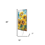 30" Yellow Brown And Blue Solid Wood Sunflowers Garden Stake