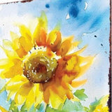 30" Yellow Brown And Green Solid Wood Sunflowers Garden Stake