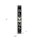 72" Black And White Solid Wood Blooms Welcome Porch Sign