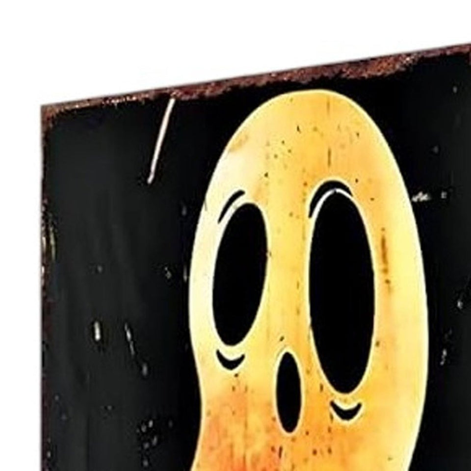 10" Black And Orange Halloween Pumpkin Solid Wood Garden Stake