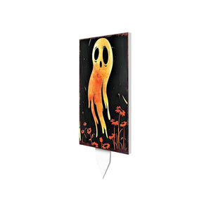 10" Black And Orange Halloween Pumpkin Solid Wood Garden Stake