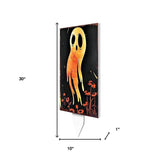 10" Black And Orange Halloween Pumpkin Solid Wood Garden Stake