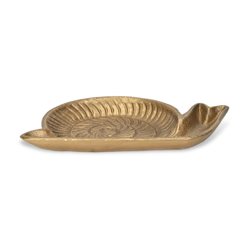 7" Antiqued Gold Cast Iron Snail Trinket Tray