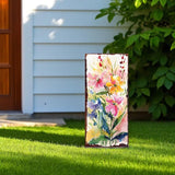 10" Pink Purple White And Yellow Solid Wood Wildflowers Garden Stake