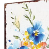 10" Blue White And Yellow Solid Wood Wildflowers Garden Stake