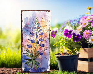 10" Pink Purple White And Yellow Solid Wood Floral Bouquet Garden Stake