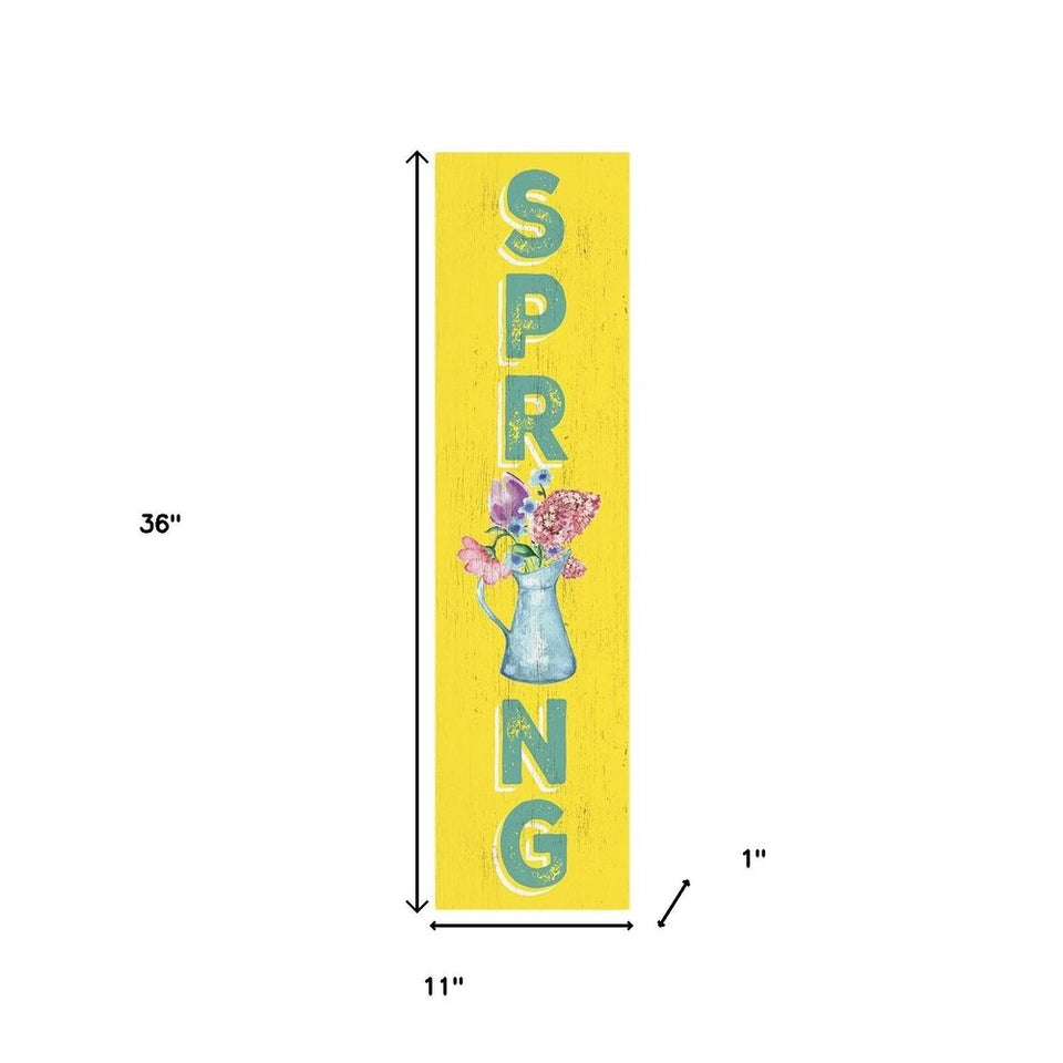 36" Yellow Solid Wood Spring Porch Sign
