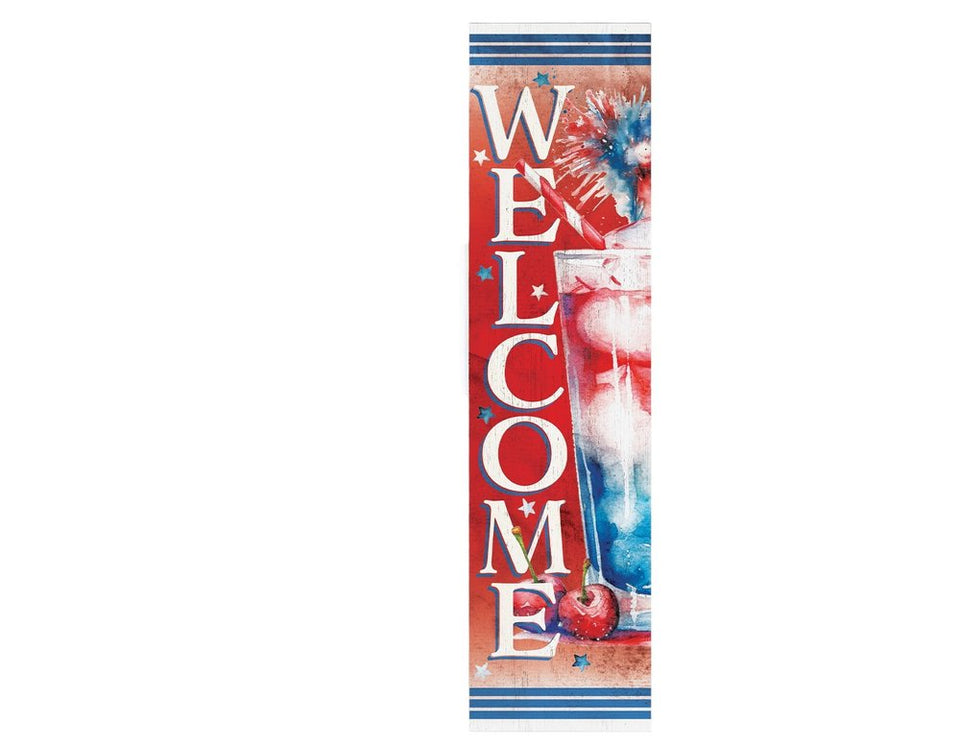36" Red White And Blue Solid Wood Welcome Porch Sign