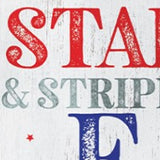 36" Blue Red And White Solid Wood Stars and Stripes July Fourth Fireworks Porch Sign