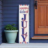 36" Red White And Blue Solid Wood Happy July 4th July Fourth Fireworks Porch Sign
