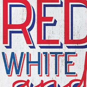 36" Blue Red And White Solid Wood Red White Boom July Fourth Fireworks Porch Sign