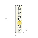 48" White And Yellow Solid Wood Welcome Porch Sign